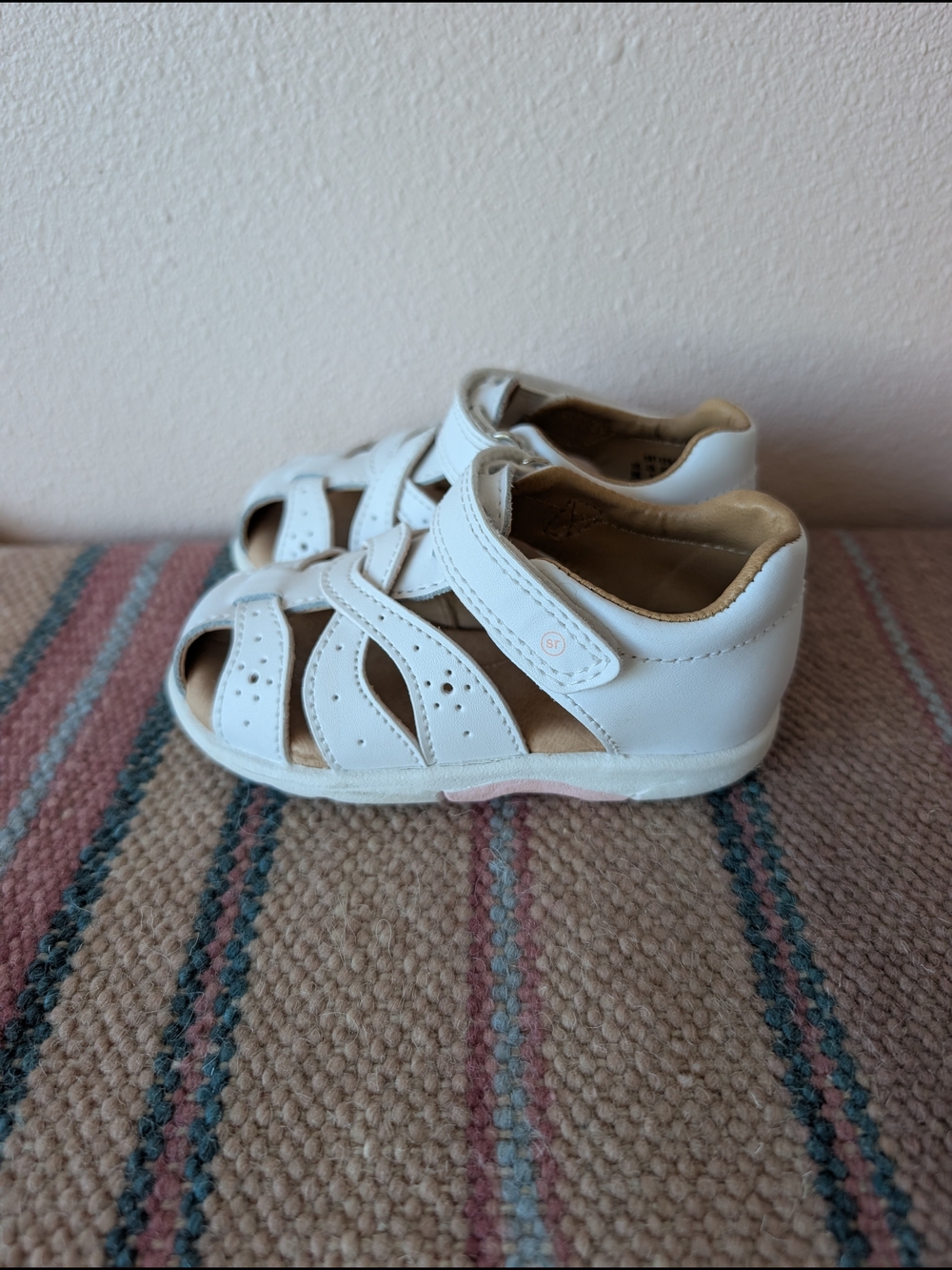 Stride Rite White Leather Toddler Sandals - Picture 3 of 7